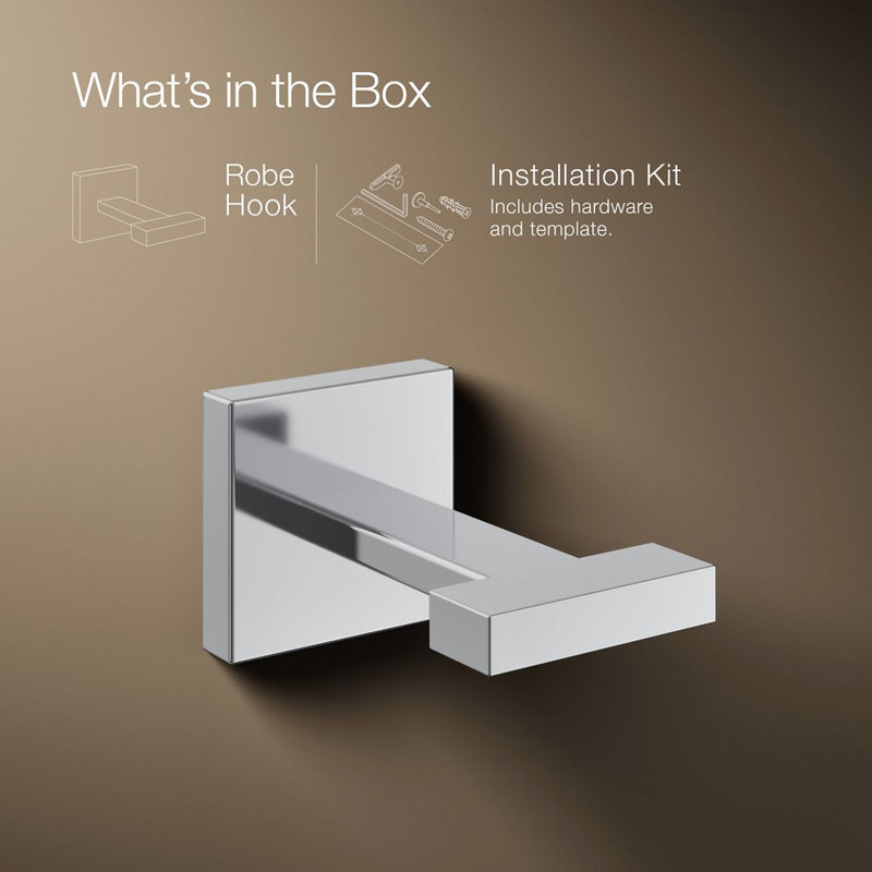 Square Robe Hook, Polished Chrome