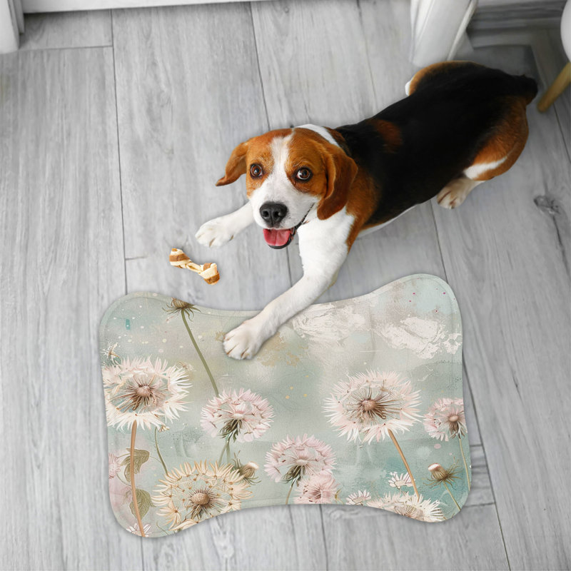 Pastel Blossom Art - 1 Piece Bone Shape Feeding Mat