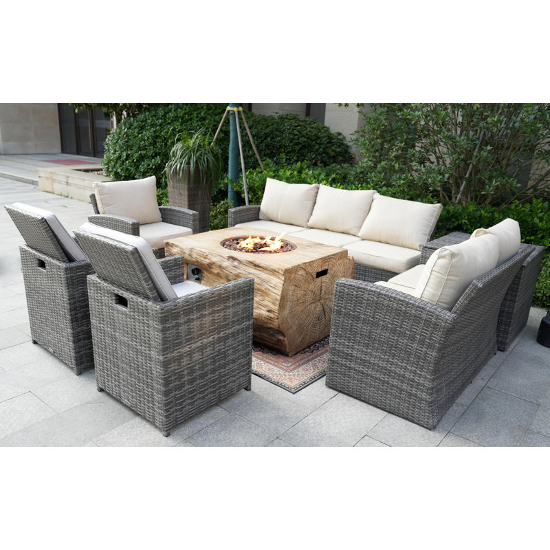 Coltan 8 - Person Patio Conversation Set with Cushions