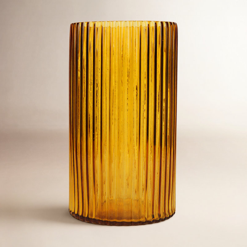 Glass Table Vase, 11.42" H x 6.10" W x 6.10" D" , Amber