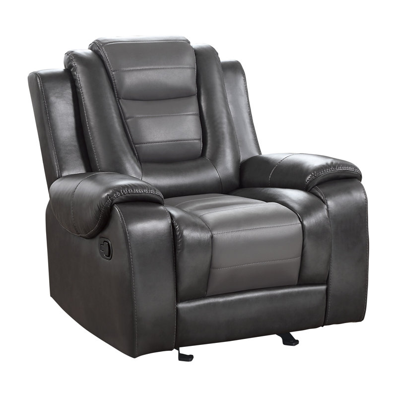 Gurutz Faux Leather Recliner, Gray Faux Leather