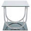 Table de bout chromée carrée en U avec plateau en verre