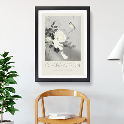 Swallow with Peony by Ohara Koson - Picture Frame Painting