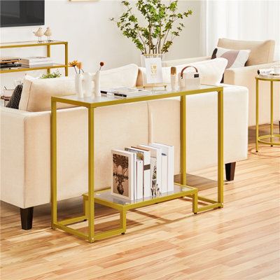Aileny 42'' Glass Top Console Table