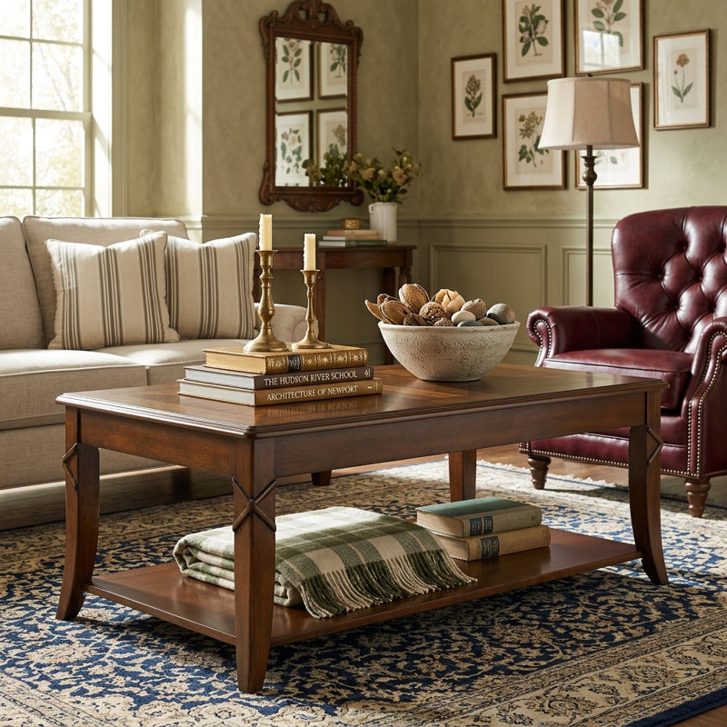 Waneta American Vintage Rectangular Cocktail Table Coffee Table with Storage
