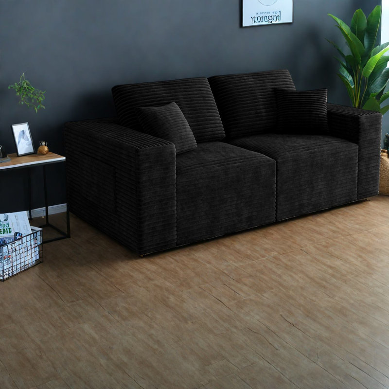 Canapé modulaire moelleux moderne, sans assemblage, velours côtelé noir pour la maison