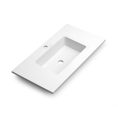 Lavabo de salle de bain rectangulaire encastrable en résine blanc mat 18,1 po DAX Mara