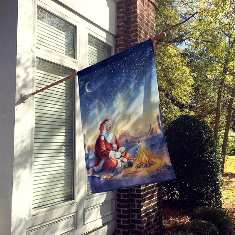Drapeau du Père Noël près du feu de camp, House Size, Père Noël près du feu de camp