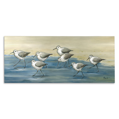 «Sandpiper Bird Flock Beach Shoreline», art mural sur toile par Paul Brent