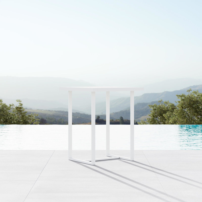 Pavia Power Coated Aluminum Bar Table, Matte White, 35.23" W x 35.23" L x  42.13" H