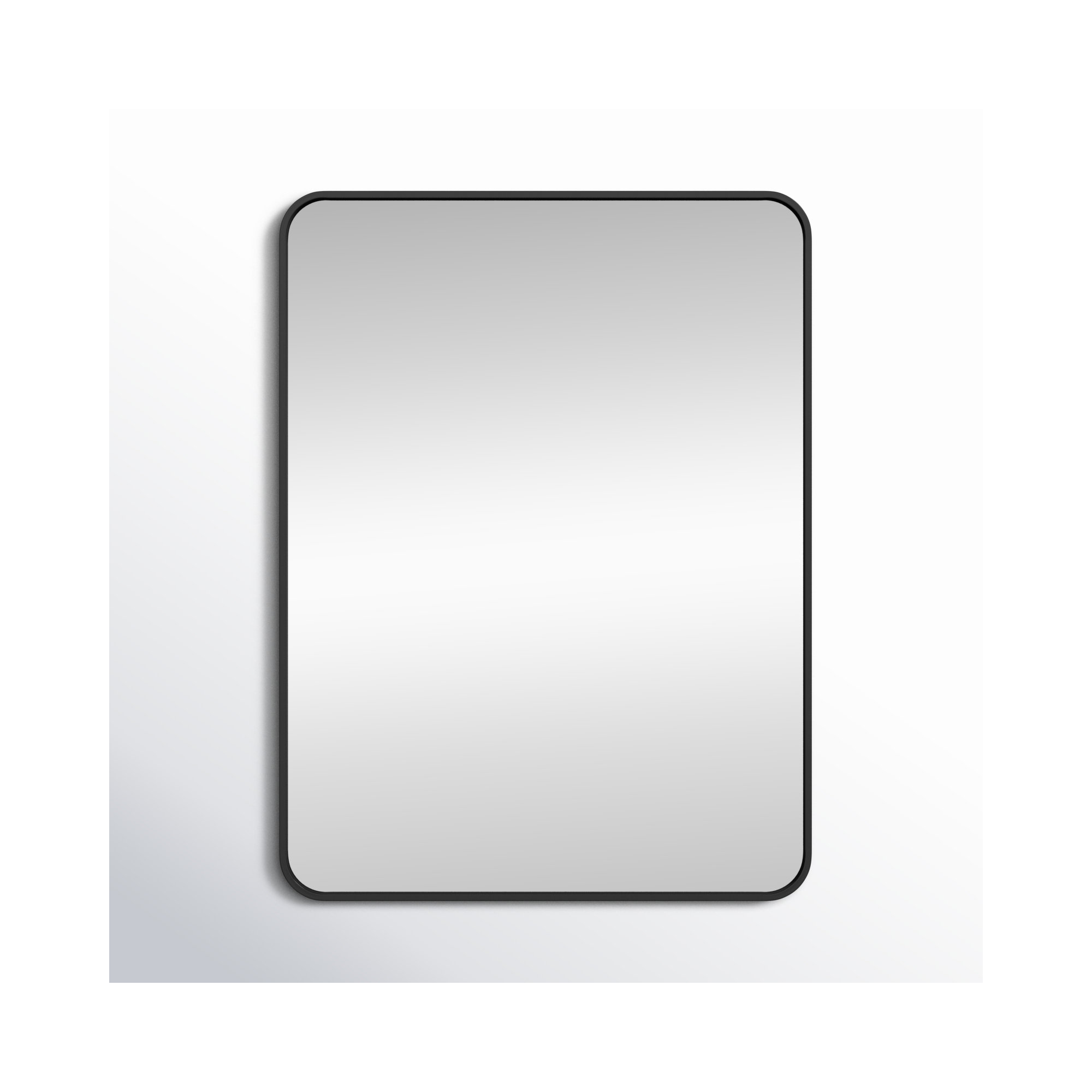 Sabine Metal Rounded Rectangle Wall Mirror, Black, 36'' H x 27'' W