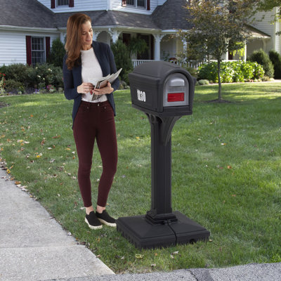 Plastic Post Mounted Mailbox with Magnetic Closure