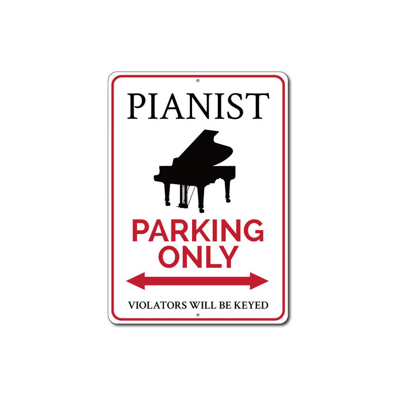 Enseigne de pianiste en aluminium, H 18 po x l 12 po x P 0,06 po