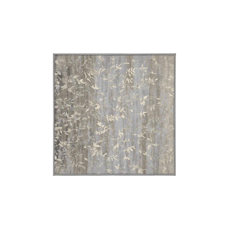 Machine Washable Gray Area Rug, Square 4'