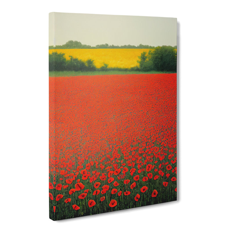 Soud Poppy Flower Field Landscape Vol.4 - Wrapped Canvas, 50cm H x 35cm W x 3cm D