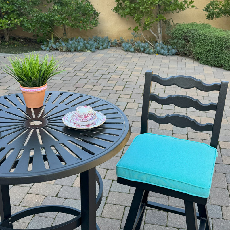 Aluminum 3-Piece Patio Bar Set with 30'' Round Counter Height Bar Table, Blue