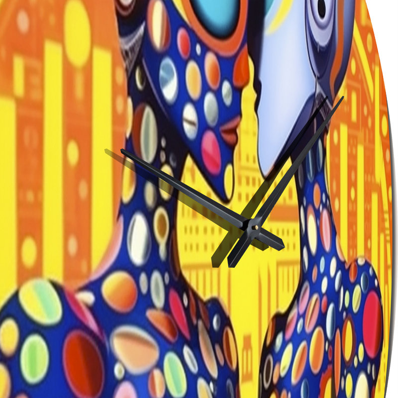 Horloge murale en métal Retro Robot Couple In Love VI, Moyenne