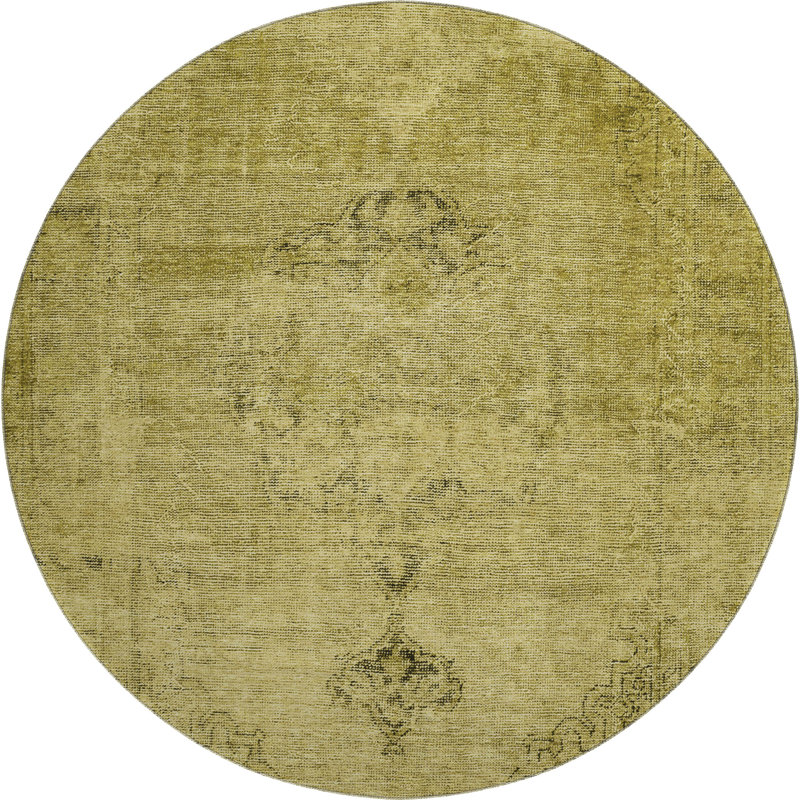 Premium Machine Washable Kiyondrea Gold Rug, Round 8'