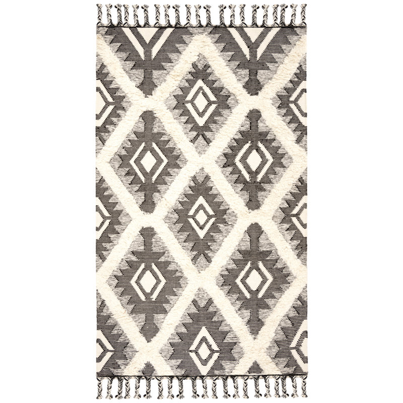 Irby Geometric Wool Hand Woven Area Rug, Rectangle 122 x 183 cm