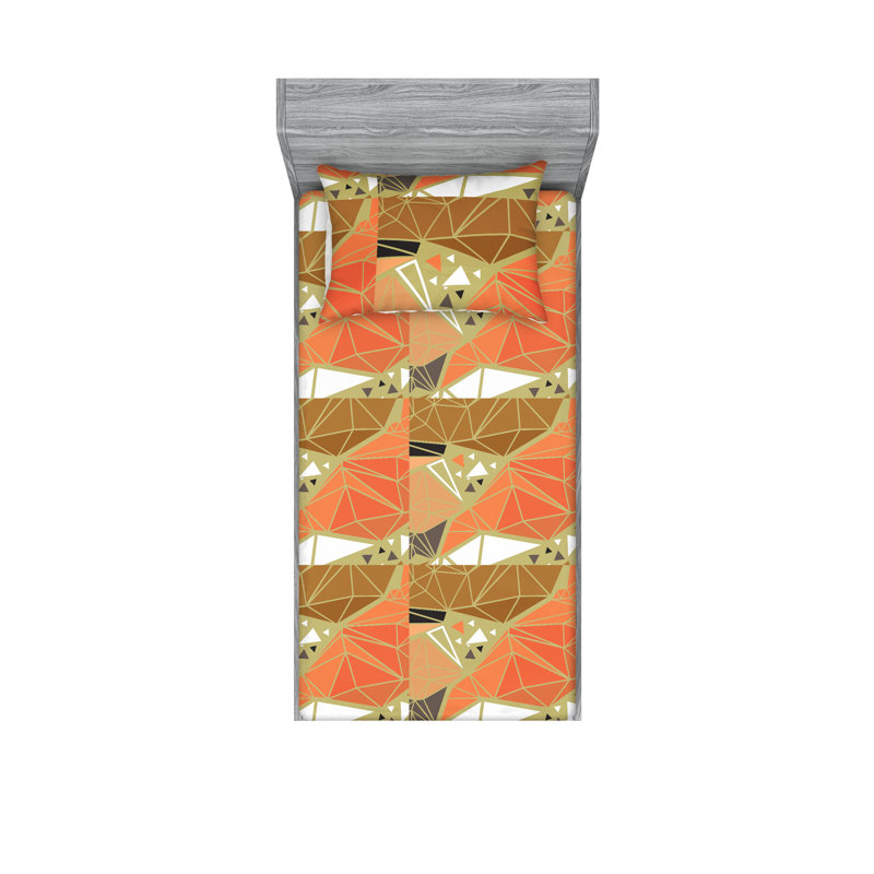 Drap-housse et taie décorative Ambesonne, Ensemble de draps pour lit simple avec 1 taie d'or