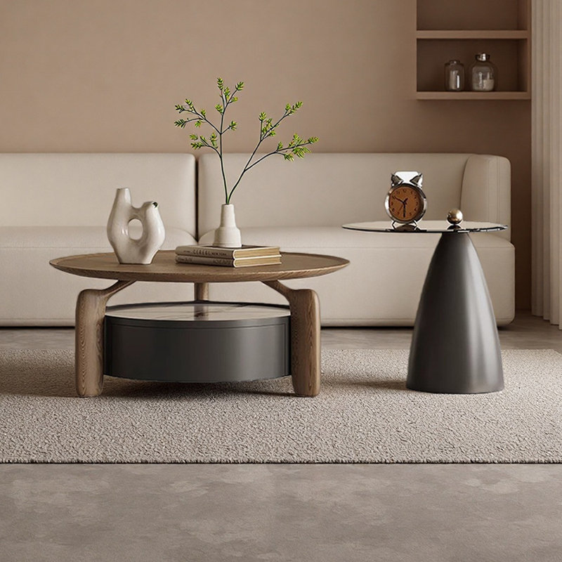 Ensemble de tables basses rondes avec tiroir