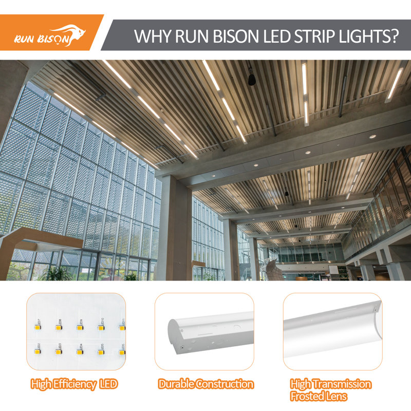 4 ft. Integrated LED Dimmable Linear LED Strip light Shop light, CCT/Wattage/Lumen Selectable