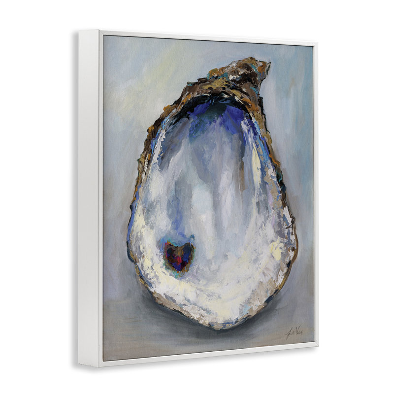 Estampe numérique d'huître biologique par Jeanette Vertentes, Giclée encadrée blanc bord de mer, H 30 po x l 24 po