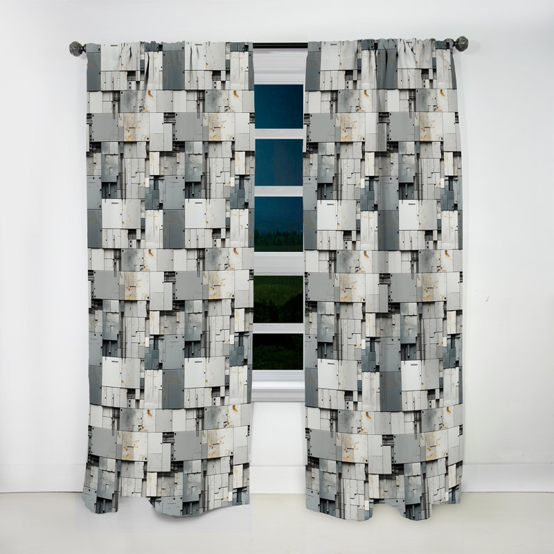 Industrial Harmony I - Abstract Curtain - Velvet Room Darkening - 1 Panel, 52" W x 63" L