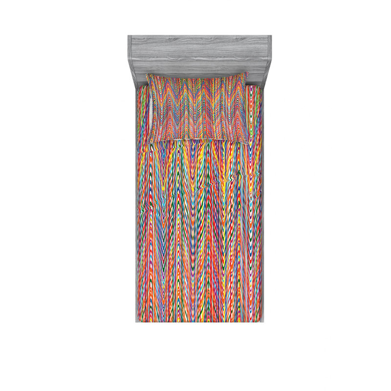 Microfiber Abstract Sheet Set, Twin Sheet Set with Fitted Sheet