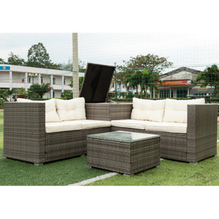 4-Piece Patio Wicker Sectional Sofa Set With Storage Box