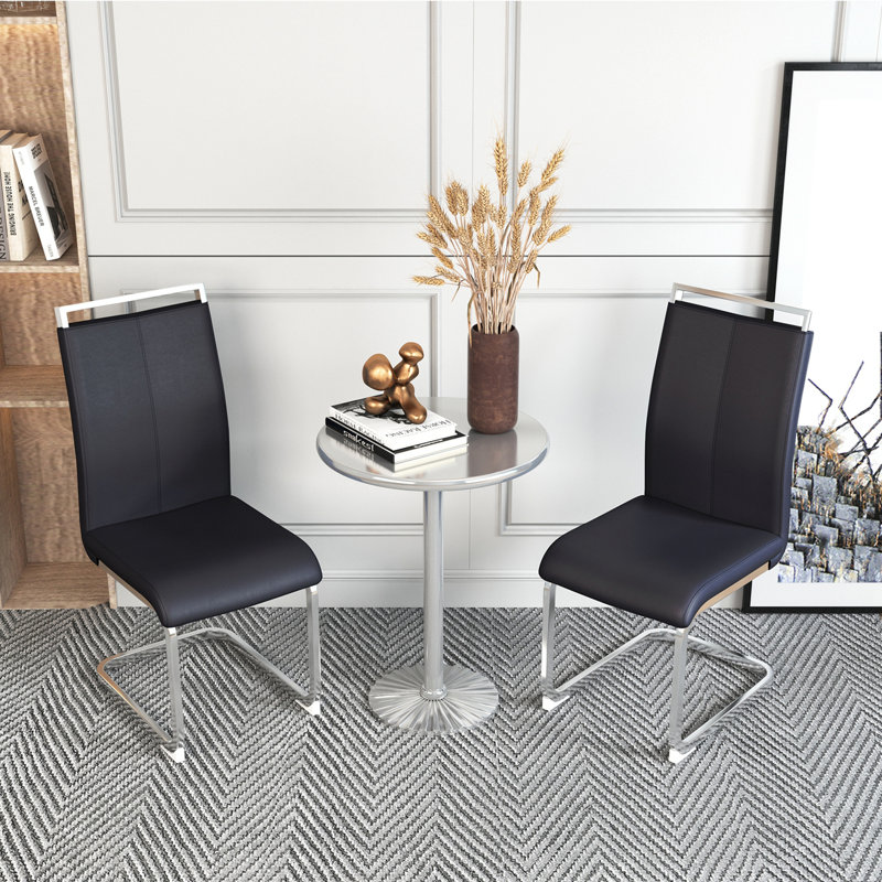 Chaise de salle à manger moderne Devlyn, Noir, Argent, 2