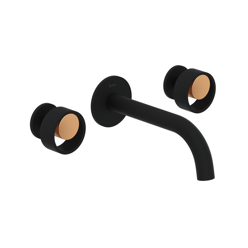 Eclissi Wall Mount Lavatory Faucet Trim With C-Spout, Matte Black/Satin Gold