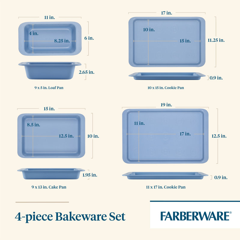 Farberware Easy Solutions 4-Piece Light Blue Nonstick Bakeware Set