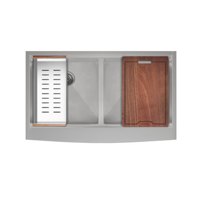 Rivage 36 x 22 Dual Basin Apron Kitchen Workstation Sink