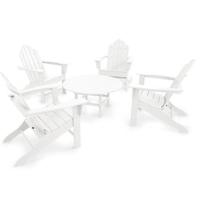 POLYWOOD Long Island Adirondack 5-Piece Conversation Group, White