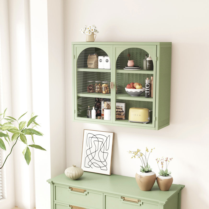 Borrello Metal Bathroom Cabinet, Green 1