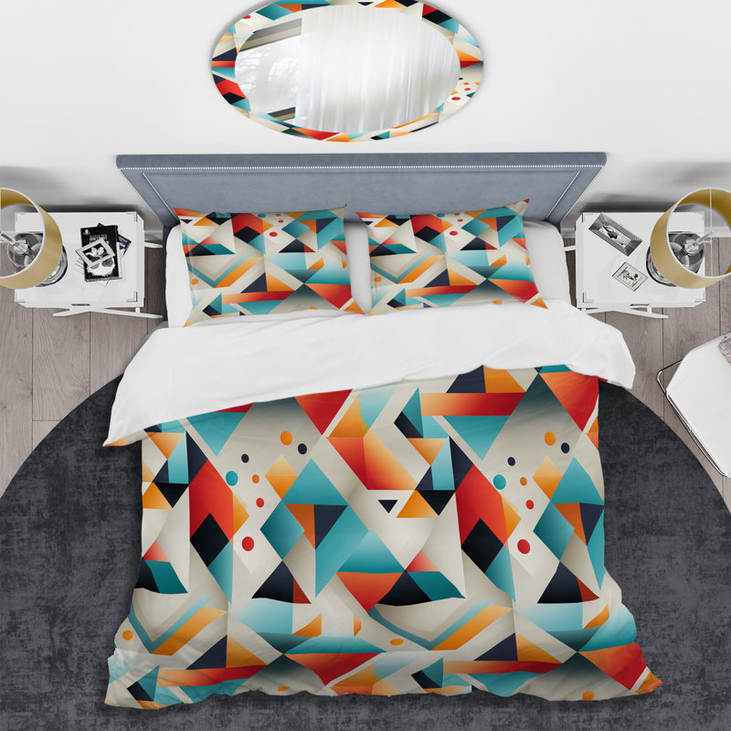 Ensemble de housse de couette en microfibre bleu et orange, Housse de couette pour très grand lit et 2 très
