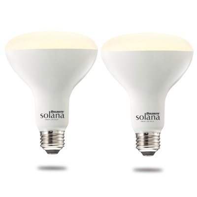 Bulbrite Solana 65 Watt Equivalent BR30 Smart WIFI Connected LED Light Bulb, Frost, 2PK