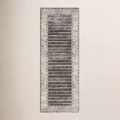Boden Charcoal Ivory Striped Outdoor Rug