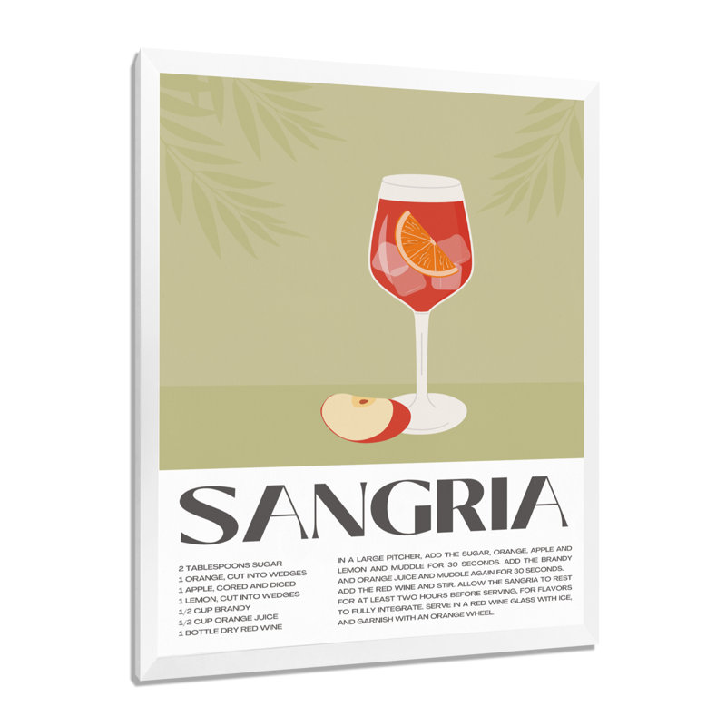 Reproduction d'art murale rouge sangria 5 A 7 - cocktails, Cadre photo blanc, H 40 po x l 30 po