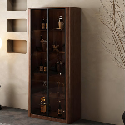 Brownness Solid Wood+Tempered Glass Display Cases