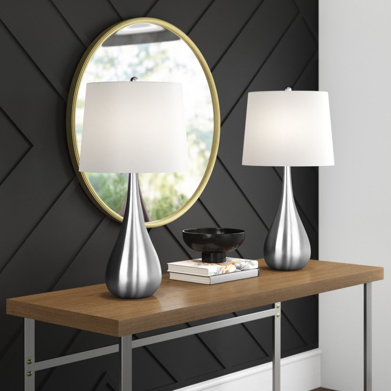Ensemble de lampes de table standard Mcmunn, Blanc, Plaqué or