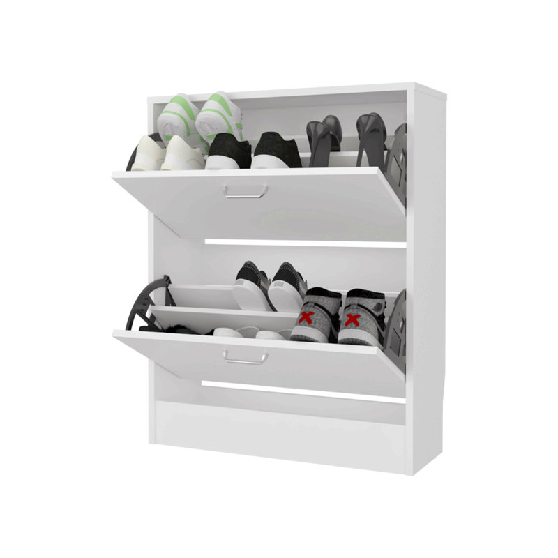 Range-chaussures avec 2 portes basculantes, Blanc