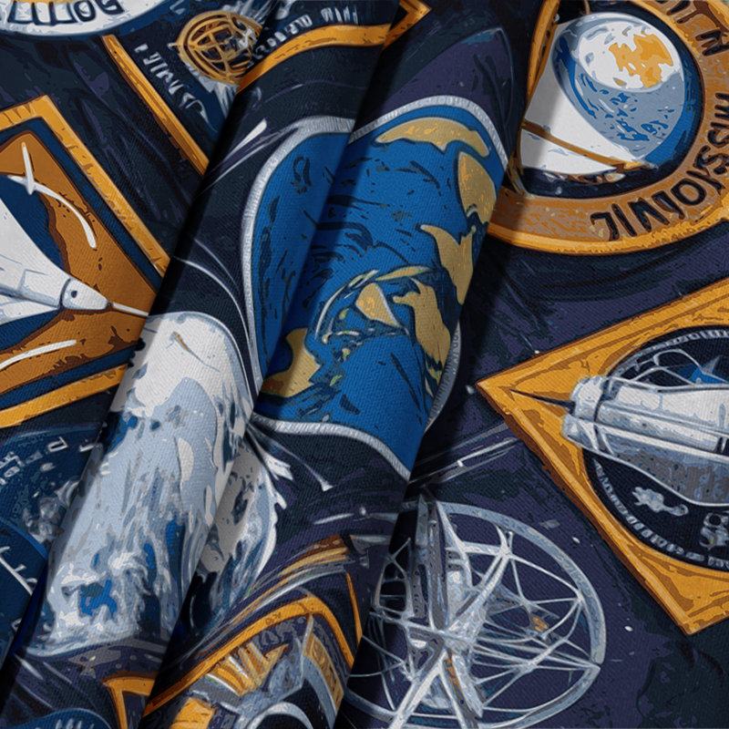 Tapisserie murale «Space Moon Landing Mission Patchs», 26 po x 36 po