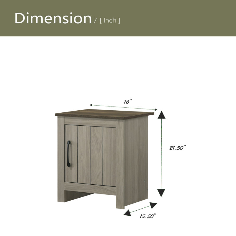 Table de bout, table d'appoint, table de chevet avec porte d'armoire de 16 po de largeur