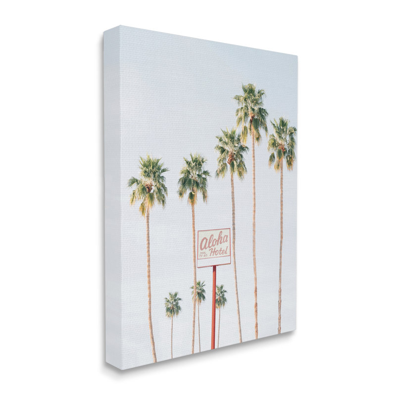 «Stupell Industries Aloha Hotel with Palm Trees», art mural sur toile par Sissi et Seb, H 30 po x l 24 po x P 1,5 po