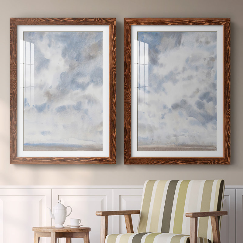 Bleu ciel III - reproduction encadrée de qualité supérieure - prête à être accrochée, H 27,5 po x l 75 po x P 1,5 po, Érable
