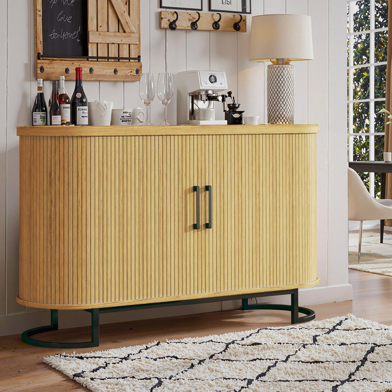 Buffet en bois à porte tambour, H 30,3 po x l 47 po x P 15,7 po, Naturel