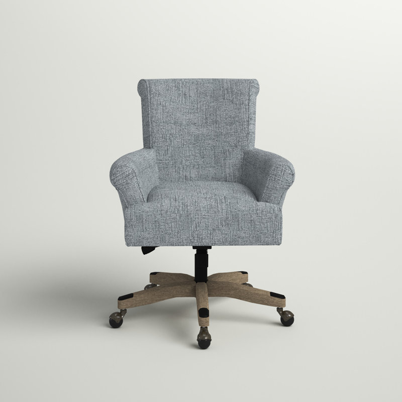Megan Mist Gray Fabric Swivel Task Chair with Adjustable Arms