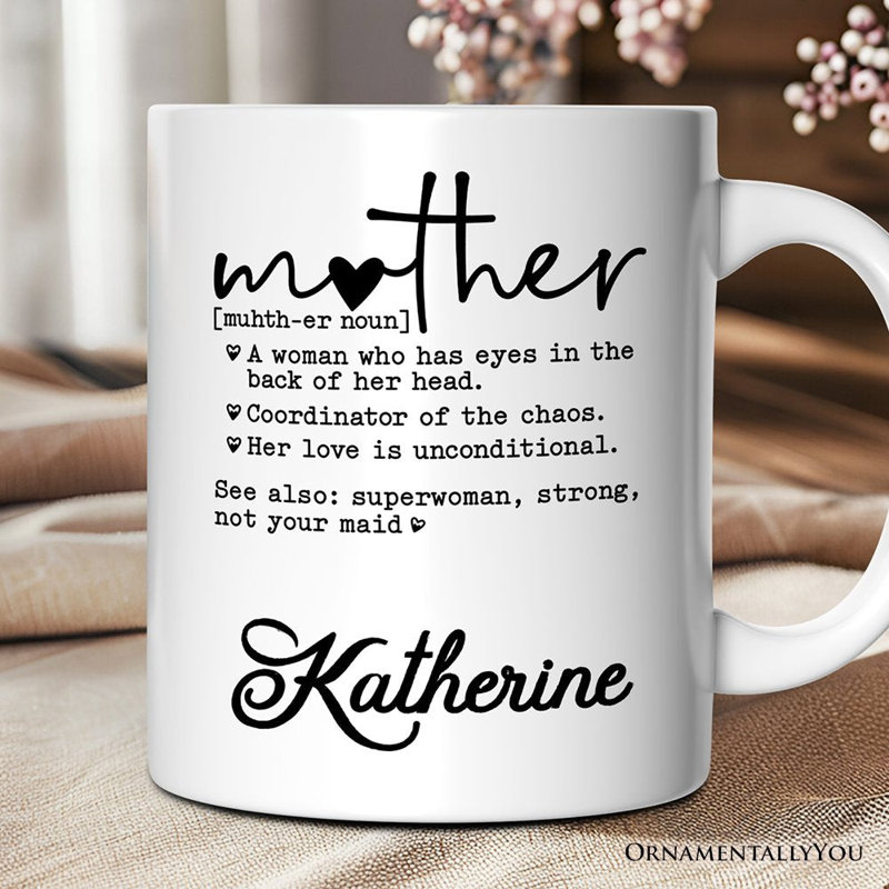 Tasse de définition de mère, cadeau inspirant de mère avec nom personnalisé